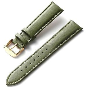 LUGEMA Horloge lederen band mannen en vrouwen zakelijke band rood bruin blauw 14mm 16mm 18mm 20mm 22mm 24mm lederen horloge accessoires (Color : Olive green gold, Size : 18mm)