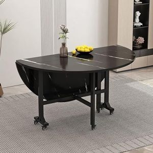 Mobiele Opklapbare Eettafel, Opvouwbaar In 3 Vormen, Ruimtebesparende Opklapbare Eettafel Met Wielen, Geschikt For Keuken, Slaapkamer En Eetkamer (Color : Black, Size : 100x75CM)