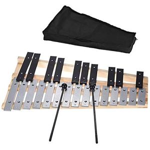Glockenspiel xylofoon 25 Opmerking, met houten basis en 25 metalen toetsen, 2 hamers, draagtas, professioneel Glockenspiel Xylofoon Percussie-instrument voor volwassenen en kinderen