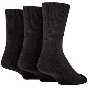 IOMI Footnurse 3-pak uniseks extra brede bamboe diabetes sokken, 4 maten, voor gezwollen voeten en benen, gladde teennaad, gewatteerde voet, Zwart, 37-42 EU