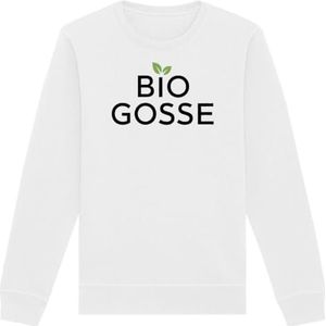 Bio Gosse sweatshirt, uniseks, bedrukt in Frankrijk, 100% biologisch katoen, cadeau voor verjaardag, grappig, origineel, Wit, S