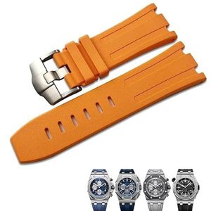 yeziu Zachte Fluor Rubber Horlogeband Voor Audemars Piguet ROYAL OAK OFFSHORE Duiken Waterdichte horlogeband 28mm(Color:Orange)