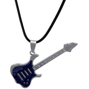 Hanessa Heren/dames sieraden roestvrij staal elektrische gitaar blauw halsketting geschenk gitaristen muzikant cadeau voor Valentijnsdag voor man of vrouw/vriend of vriendin unisex