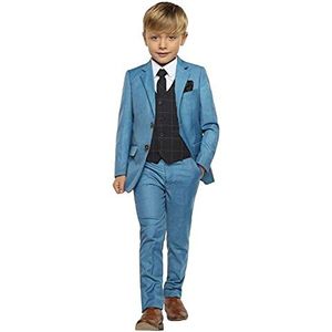 YYI Jongens 3-delig pak twee knopen bruiloft formele jas broek geruite gilet