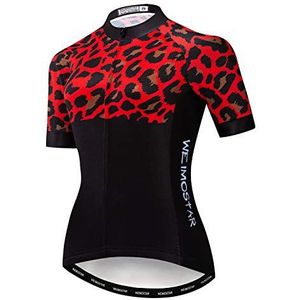 weimostar fietsshirt voor dames met korte mouwen fietsshirt met fietstoppen ademend fietsshirt reflecterend