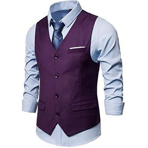 Heren Vest Casual Formele Sociale Zakelijke Gilet Steampunk Kostuum Homme Mariage Taille Jas Voor Mannen Pak Vest S-6XL, Paars, 6XL