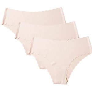 Naadloos Ondergoed Voor Dames | Multipack Set van 3 | Dames slips, strings en boxers | Onzichtbaar onder strakke kleding | zacht, sexy & comfortabel | The Oh Collective (Beige,XS)