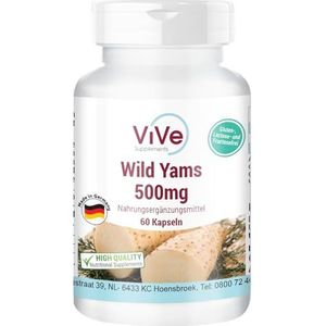Yamswortel Extract 500 mg - 60 capsules Wild Yams met 20% diosgenine hoge dosis en veganistisch - Dioscorea villosa | Kwaliteit uit Duitsland ViVe Supplements