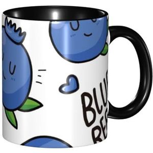 BEEOFICEPENG Mok, 330ml Aangepaste Keramische Cup Koffie Cup Thee Cup voor Keuken Restaurant Kantoor, Blueberry Patroon