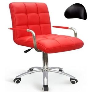 Bureaustoel.Leren Bureaustoel Met Middelhoge Rugleuning In Hoogte Verstelbare Stoel Comfortabele Computer Bureaustoel Met Armleuningen (Color : Red)