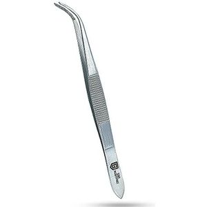 SMI 12,5 cm Precisie Pincet Gebogen - Industriële Pincetten Met Gekartelde Tip - Universeel Voor Hobby, Handwerk, DIY - Roestvrijstalen