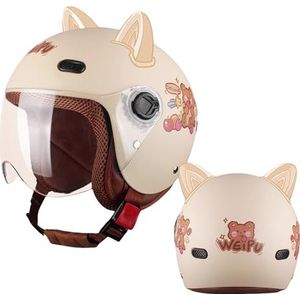 Motorfiets kinder 3/4 retro helmen, vintage open helm for 2-14 jaar for elektrische scooter, go-kart, crossmotor, kinderen(A09)