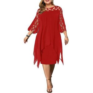 yk8fass Jurk met driekwart mouwen wt-4473, Rood, L