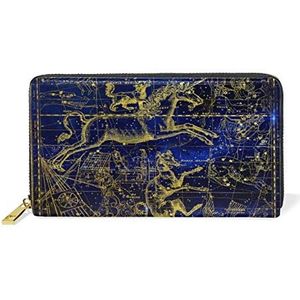 Space Zodiac Animal Horse Leather Womens Rits Portefeuilles Clutch Coin Case