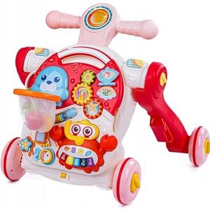 COIL Loopwagen voor baby's, 5-in-1 loophulp, loophulp, babywalker, educatief speelgoed met muziek en licht, in hoogte verstelbaar, babyloophulp, lopen leren, baby, loopwagen vanaf 1 jaar, roze