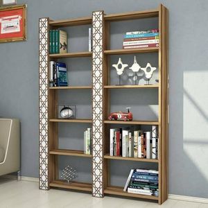 Dmora Alula Boekenkast, kantoorplank, bibliotheek, 125 x 24 x 17 cm, walnoot en wit