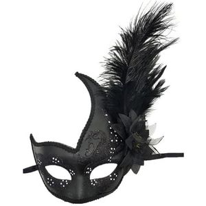 SAVOMA Kerstmis Halloween veren masker carnaval geest masker (kleur: 1zwart)