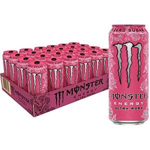 Monster Energy Ultra Rosa, suikervrije energiedrank, 16 Fl Oz (Pack van 24)