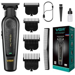 VGR 995 Professionele Haartondeuse voor Mannen, Zero Gapped Barber Edger, Draagbare Draadloze Baardtrimmer voor Mannen met 4 Opzetkammen, USB Oplaadbaar