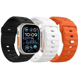 MoKo 3Pack Ocean Band Compatible with Apple Watch Ultra 2 Strap 49mm 46mm 45mm 44mm 42mm for Men Women, Silicone Replacement Wrist Band for iWatch Series 10 9 8 7 6 5 4 SE Ultra 2, B/O/W