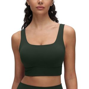 CRZ YOGA Butterluxe Womens U Back Sport BH met Scoop Neck Gewatteerde Low Impact Yoga Bra Workout Crop Top met Ingebouwde BH Legend Green S