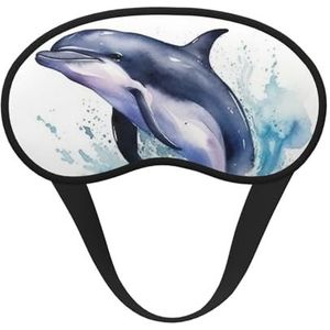 Aquarel dolfijn in de zee slaapmasker zacht comfortabel oogmasker met verstelbare riem verduistering oogslaap schaduwhoes voor vrouwen meisjes mannen reizen yoga dutje ploegendienst werk