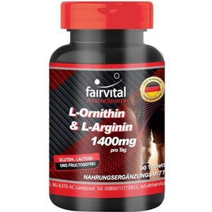 Fairvital | L-ornithine & L-arginine 1400mg - 90 tabletten - HOOGGEDOSEERD - VEGANISTISCH - Aminozuren