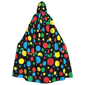 WURTON Uniseks mantel met capuchon voor mannen en vrouwen, carnavalsthema feestdecoratie, Twister Polka Dots Print Hooded Mantel