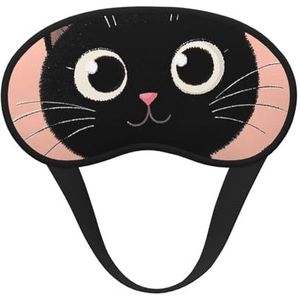 Schattige zwarte kat gezicht met grote ogen slaapmasker zacht comfortabel oogmasker met verstelbare riem verduistering oogslaap schaduw cover voor vrouwen meisjes mannen reizen yoga dutje