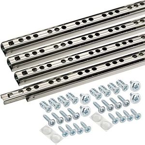 SOTECH 4 stuks (2 paar) Ladegeleiders 342 mm 17 mm groef - Ladegeleiders voor lades - Gedeeltelijk uittrekbare ladegeleiders