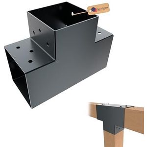 GEZU IMPEX Paalverbinder T 121x121 mm Set van 4 Antraciet Poedergecoat Pergola Hoekverbinding T-Vorm 3-Balk Paalverbinder Hoekbeugel Paviljoen