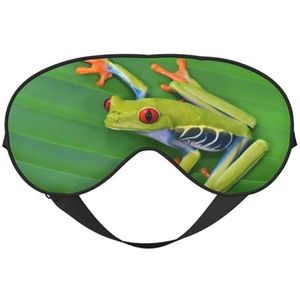 CRJSYCBYB Dierlijke Kikker Groene Blad Bladeren Gedrukt Zacht Oogmasker Slapen Oogmasker Reizen Oogmasker
