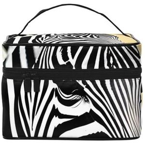 Zwart en wit Zebra Travel Cosmetische Tas Reizen Toilettas Cosmetische Tas voor Mannen en Vrouwen, & Geschikt voor Cosmetische Toiletartikelen, Zwart, Eén maat