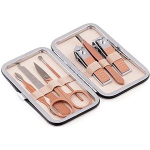 Aba Group Nagelschaar set 7 tools - manicure set - voor gezicht, voeten, handen - pedicureset - cosmetica-accessoires - nagelschaar set - nagels zelf maken - nagelset in etui beige