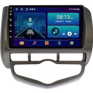 Dubbele DIN Android 14 autoradio voor Honda Jazz City 2002-2007 9 Duim QLED Touch screen-met Draadloze Carplay Android Auto GPS navigatie 4G WiFi Stuurwielbediening achteruitrijcamera(RHD,P4 4G+WIFI 8