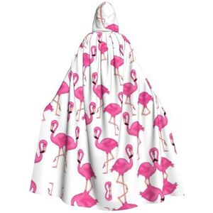 Bxzpzplj Roze flamingo dames heren volledige lengte carnaval cape met capuchon cosplay kostuums mantel, 185 cm