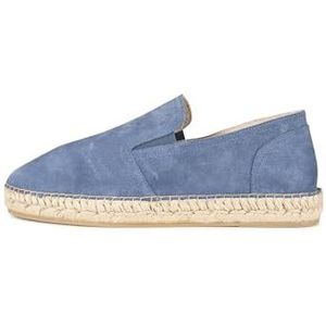 PS Poelman Renee Suède Espadrilles Blauw met Gevlochten Zool - 40