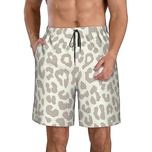 JIAWUJYNB Bruin patroon luipaardprint heren strandshorts zomer shorts met sneldrogende technologie, lichtgewicht en casual, Wit, L