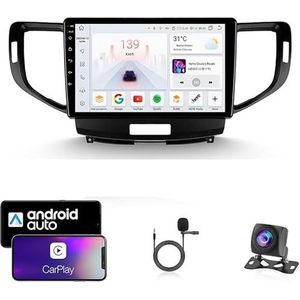 9 Inch Autoradio Compatibel voor Honda Accord 8 2008-2012 met GPS Navigatie CarPlay Android Auto Acht-Core 4G Bluetooth WiFi MirrorLink Stuurwiel Afstandsbediening(T5 8 Core 4G+Wifi 6G+128G)