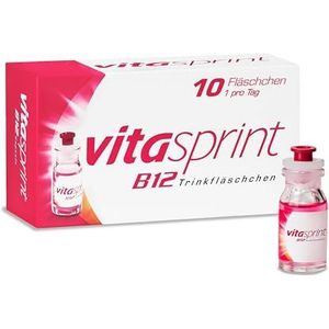 Vitasprint B12 drinkflesjes, 10 stuks – met hoge dosis vitamine B12 en waardevolle eiwitbouwstenen voor meer mentale en fysieke energie en minder vermoeidheid en uitputting