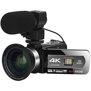 Videocamera, Videocamera vlogging camcorder Auto Focus 4 8MP Webcam digitale zoom vlogging camera met 2.4G draadloze afstandsbediening(64G SD Card,AF6-Mic-Lens)