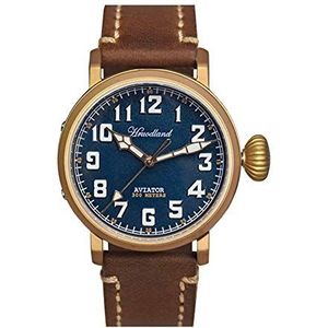 Hruodland Brons Automatische Gradiënt Pilot Mannen Horloges Saffierglas 300 M Waterdichte Mechanische Flieger Polshorloge voor Mannen Mannelijke, Blauw