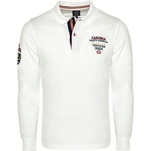 CARISMA - Shirt - Kersrood/Zwart/Wit - Katoen - Knoopsluiting, Polokraag, Lange Mouw