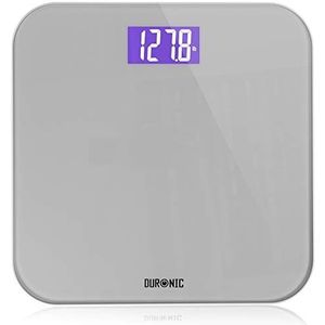 Duronic BS603 Personenweegschaal | 180 kg Max. Weegcapaciteit | Meet in Kilogrammen, Ponden en Stones | Zilver Glas en Paars | Nauwkeurige Sensoren | Step-On Inschakelfunctie | Antislip Voetjes