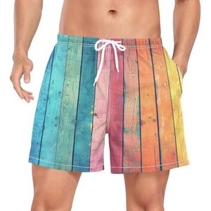 Wzzzsun Art Kleurrijke Regenboog Line Heren Zwembroek Board Shorts Sneldrogende Trunk met Zakken, Leuke mode, XXL