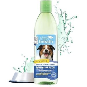 Fresh Breath by TropiClean Mondverzorgingsproduct voor honden, zonder tandenpoetsen, bestrijdt tandplak en tandsteen bij huisdieren, Advanced Whitening, 473 ml