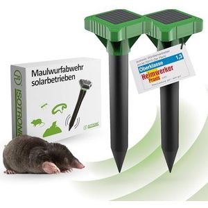 ISOTRONIC Mollenverjager op zonne-energie, set van 2, mollenverjager voor de tuin, mollenafweer, woelmuizenverjager