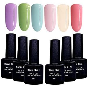 Gel Nagellak Sets Soak Off LED UV Gel Polish Set 6 Stks Roze Paars Groen Blauw Gel Nail Kit Nail Art DIY Home Gel Manicure Set