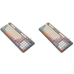 Tityvirnix 2 set RGB Gaming Toetsenbord 94 Toetsen Compact USB Bedraad Toetsenbord voor Windows PC Gamers Grijs Wit Grijs Wit 395x153x33mm