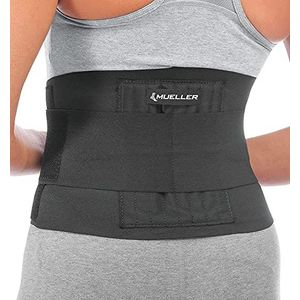 Mueller Verstelbare rugbrace, actieve rugbandage ter ondersteuning van de lumbale regio, eenheidsmaat, zwart